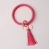 Rainbery Multiful Tassel Keychain Enamel PU Leather O Key Chain Monogram Circle Wristlet Keychain For Women Girls - menochic